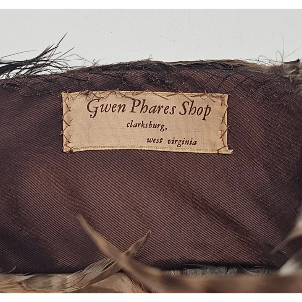 Vintage 1950s Gwen Phares Feather Hat with Veil - Mid Century Millinery